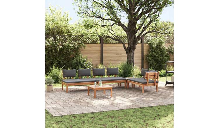 Walplus 5 Piece Garden Sofa Set Tall Unit - Brown and Grey - 60 x 60 x 30 cm