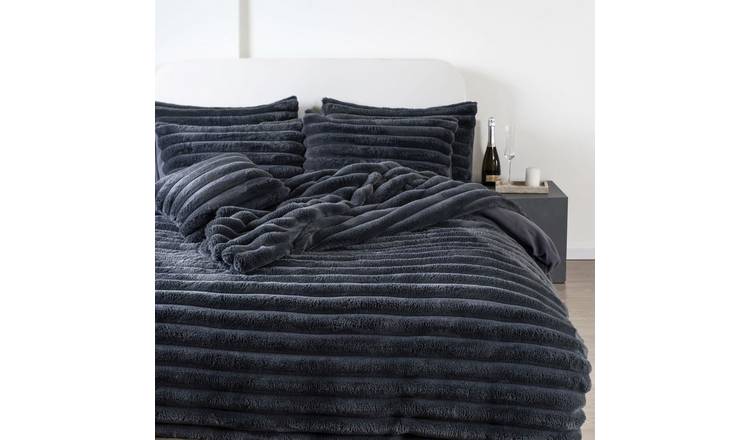 HomeSpace Direct Big Cord Teddy Charcoal Duvet Cover Set - King