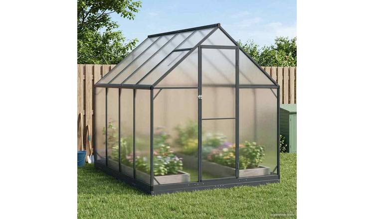 Walplus Garden Greenhouse with Door - Anthracite - 183.5 x 243.5 x 207 cm