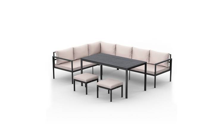 Vonhaus Aruba 7 Seater Garden Dining Furniture Set - Grey