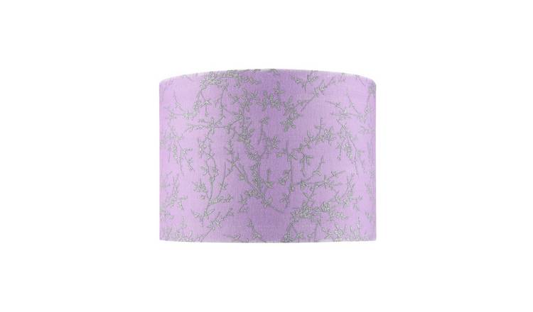 Happy Homewares Soft Lilac Cotton Fabric with Silver Foil Lampshade - 25cm