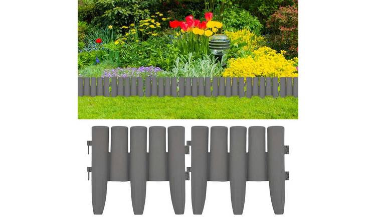 Walplus Pack of 36 PP Lawn Edgings - Grey - 1000 x 0.05 cm