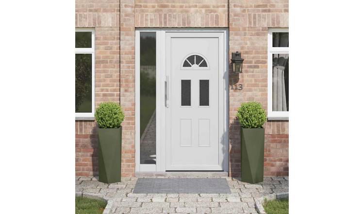 Walplus Pack of 2 Steel Garden Planter - Olive Green - 30 x 30 x 75 cm