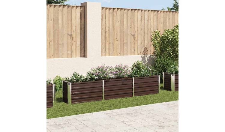Walplus Galvanised Steel Raised Garden Bed - Brown - 240 x 40 x 45 cm