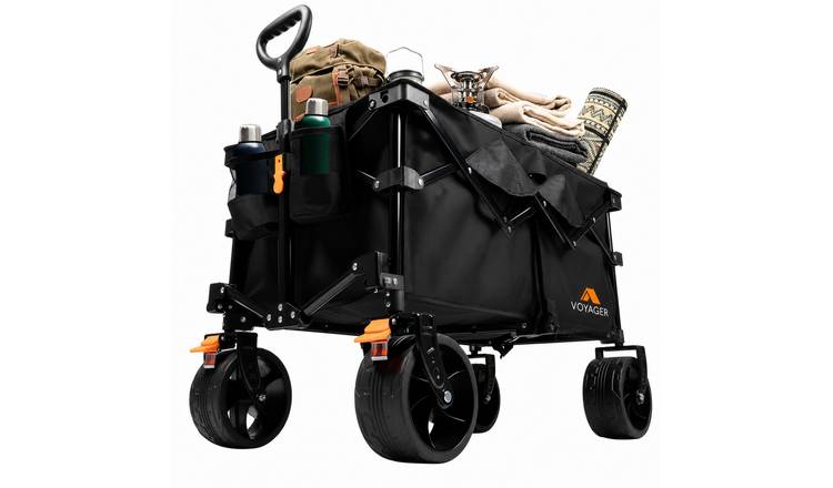Voyager 120L Heavy Duty Folding Camping Wagon - Black