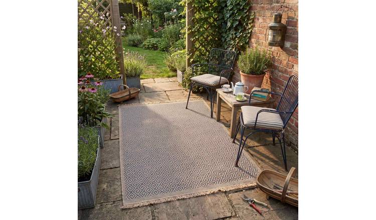 The Rugs Blue Nature Outdoor Indoor Greek Key Rug - 120 x 170cm