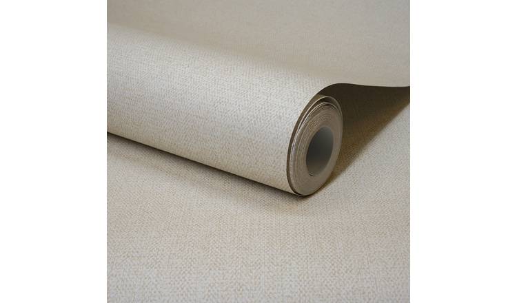Grandeco Boutique Mini Twill Woven Fabric Effect PVC-free Eco Wallpaper - Ivory