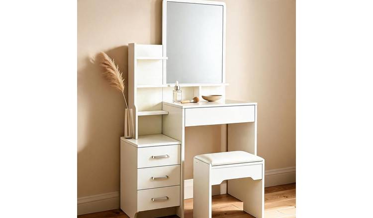 Home Source Arlo 4 Drawer Dressing Table Set – White