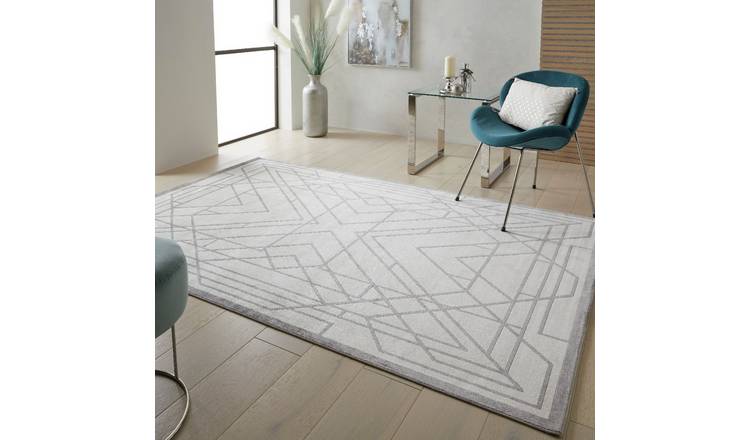 Mega Flooring Grey Modern Chequered Rug - 120 x 180cm