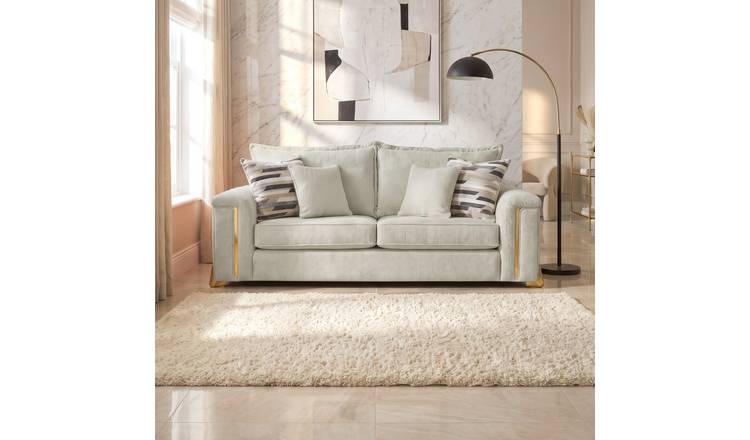 Somnior Oscar Sherpa Columbus Fabric 3 Seater Sofa - Light Grey