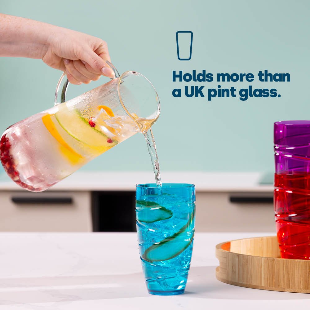 LIVIVO Set of 6 Swirl Design Plastic Tumblers - 600ml - Multicolour - Image 2