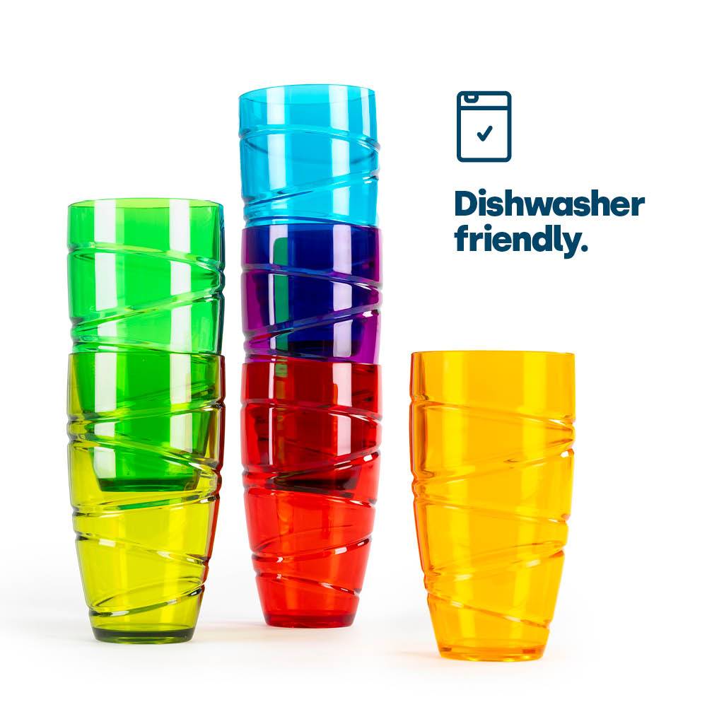 LIVIVO Set of 6 Swirl Design Plastic Tumblers - 600ml - Multicolour - Image 5