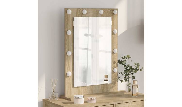 Walplus LED Rectangular Wood Vanity Mirror - Brown - 70 x 50 x 18 cm