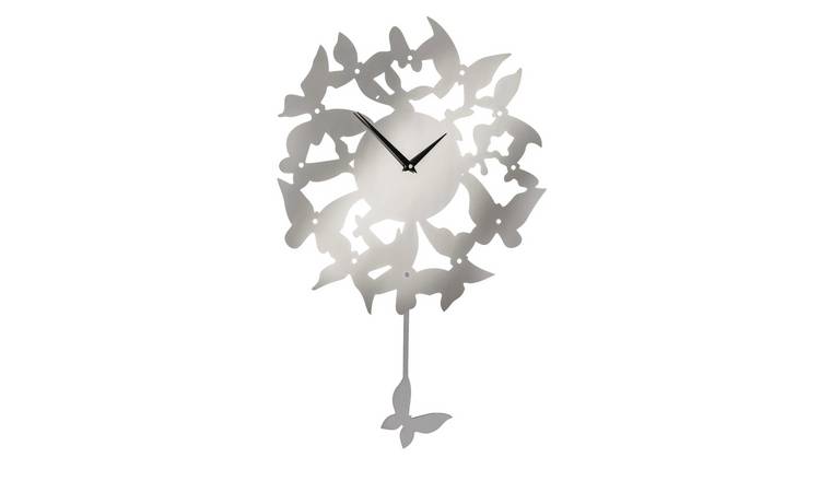 Orsina Kiki Butterflies Stainless Steel Wall Clock - Silver
