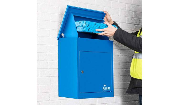 Smart Parcel Box Galvanised Steel Secure Wall Mounted Delivery Box - Blue
