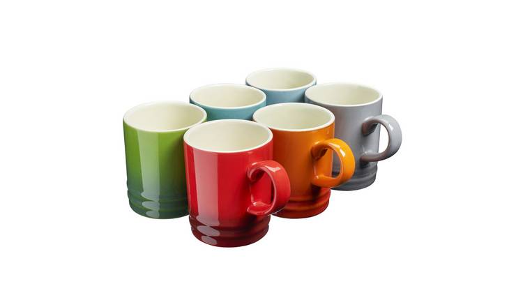 Cooks Professional Set of 6 Mini Stoneware Espresso Coffee Cups 100ml - Multi