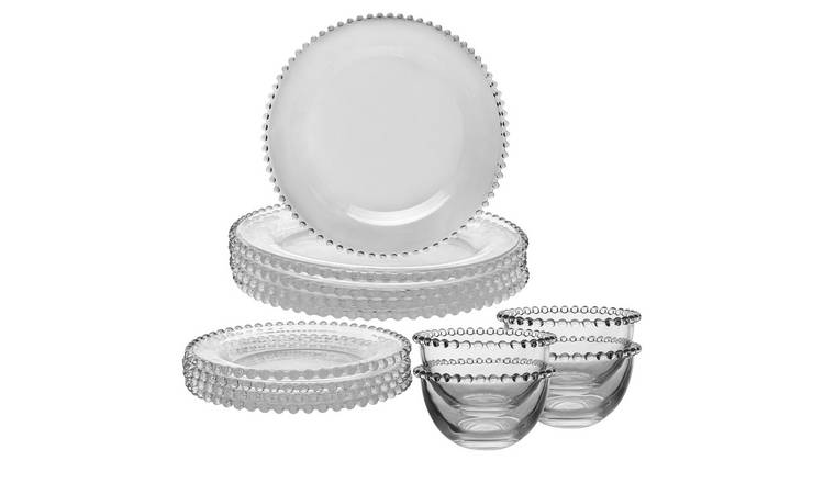 Dibor 12 Piece Glass Dinner Set - Clear