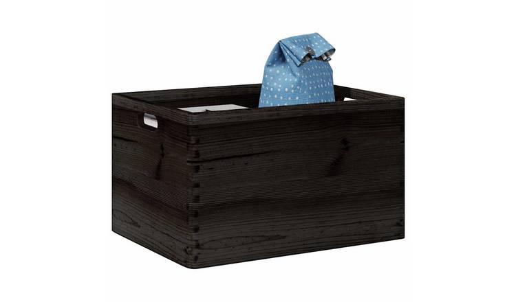 Walplus Wooden Box with Handles - Black - 40 x 30 x 23 cm
