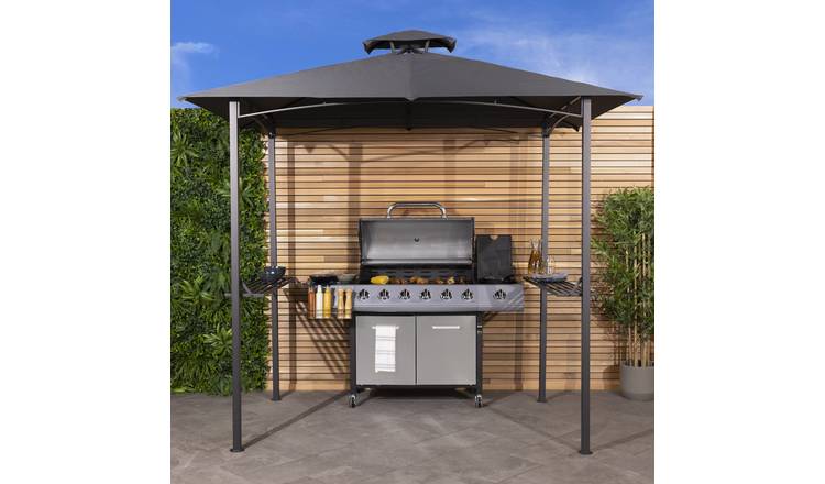 Charles Bentley 8 x 5ft Steel Grill Gazebo - Cream & Grey