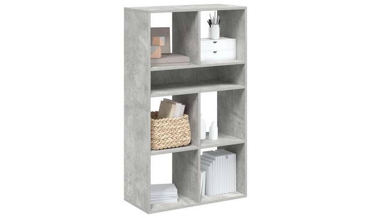 Walplus Engineered Wood Book Cabinet - Stone Grey - 66 x 31 x 112 cm