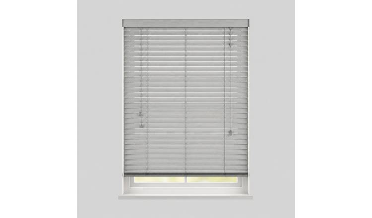 New Edge Blinds Pale Grey Real Wood String Venetian Blind - 55cm x 120cm