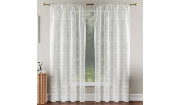 Tyrone Textiles Fern Rod Pocket Sheer Voile Panel Set - 140 x 122cm - Gold