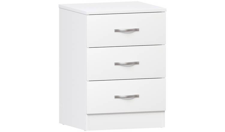 Vida Designs Riano 3 Drawer Bedside Chest - White