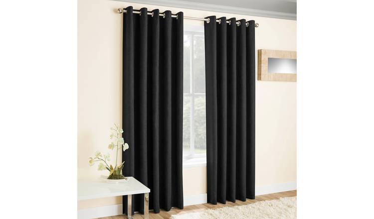 Enhanced Living Vogue Eyelet Thermal Curtains - 229 x 229cm - Black