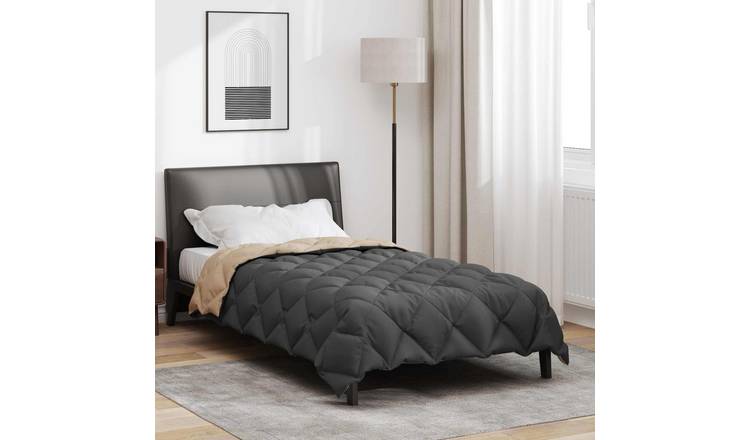 Walplus Winter Duvet and Microfibre - Anthracite and Taupe - 155 x 220 cm