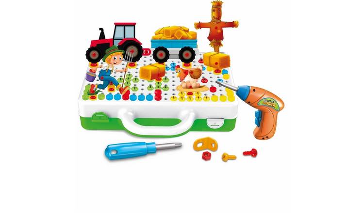 Babycim 340-Piece 3D STEM Puzzle Toolbox with Driller - Farm Animals