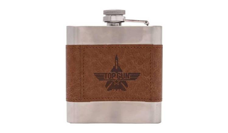 Widdop Stainless Steel 6oz Hip Flask with Faux Leather Sleeve - Brown