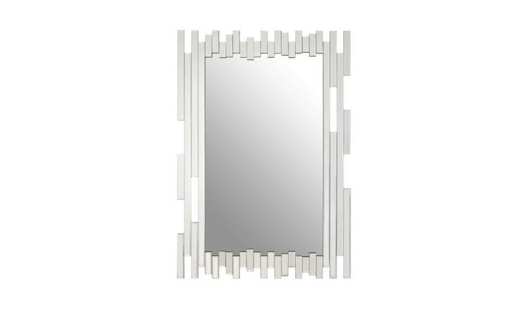 Orsina Puzzle Wall Mirror with Cut Out Frame – Silver