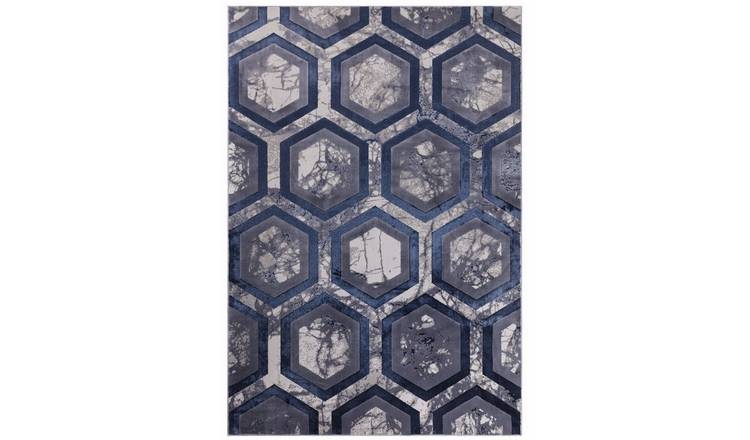 Mega Flooring Blue Modern Abstract Rug - 80 x 150cm