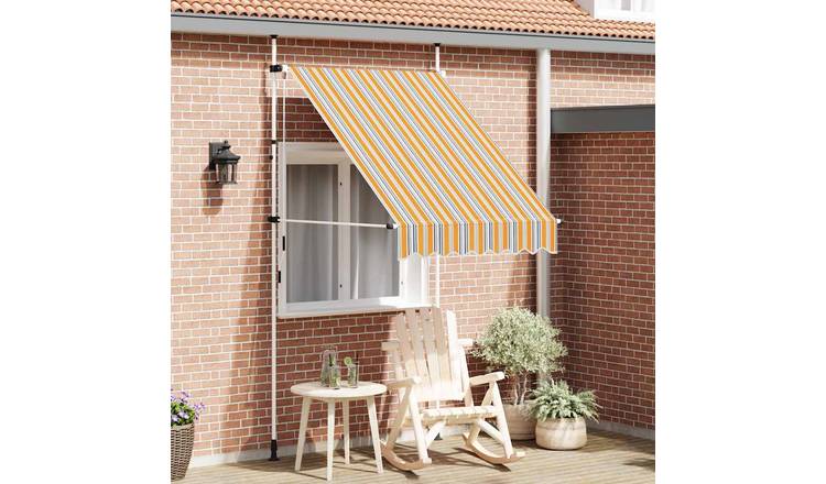 Walplus Manual Polyester Retractable Awning - Yellow and Blue - 150 x 120 cm