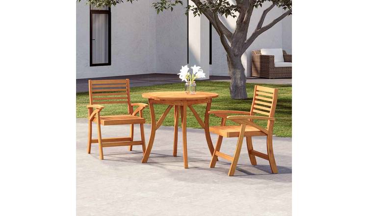 Walplus 3 Piece Solid Acacia Wood Garden Dining Set - Brown - 85 cm