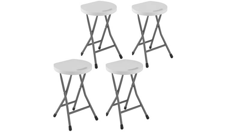 Outsunny Set of 4 Foldable Garden Stool Chair with with Safety Latch - White