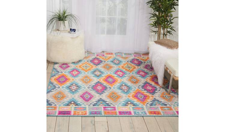 Mega Flooring Multi Traditional Chequered Rug - 114 x 175cm