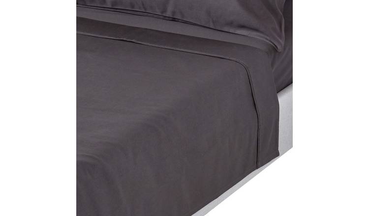 Homescapes Egyptian Cotton Dark Grey Sateen Flat Sheet - Single