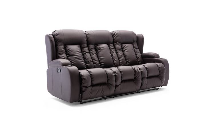 Furniture Online Caesar Manual Recliner 3 Seater Leather Sofa – Brown