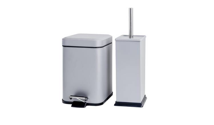 Harbour Housewares Square Toilet Brush & Bin Set - Matt Grey
