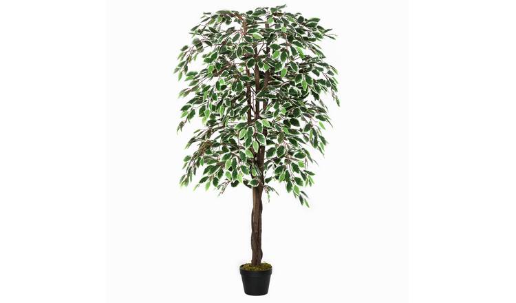 Outsunny 5.2FT Artificial Ficus Silk Tree with Nursery Pot - Green