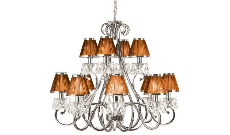 Loops Direct Oksana Nickel Lead Crystal Pendant Chandelier - Brown Shades