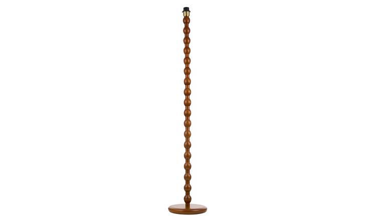 Happy Homewares Brown Mahogany Wooden Base with Ball Pole Floor Lamp - 25cm