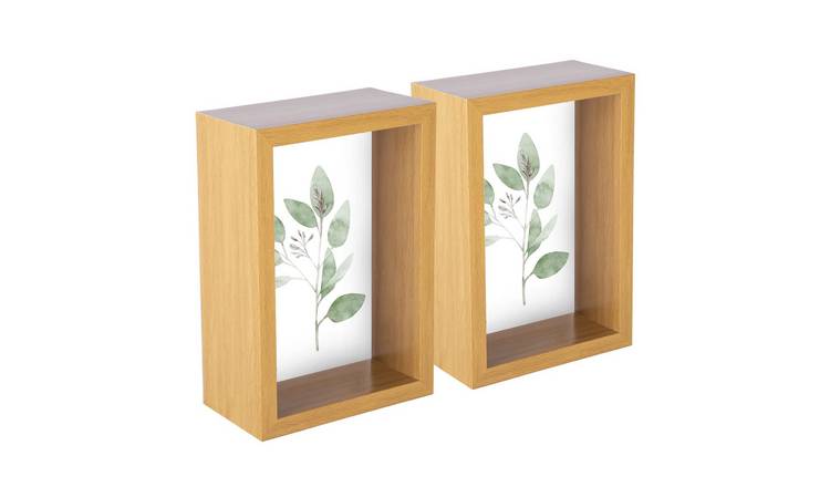 Nicola Spring 3D Deep Box Photo Frames - 4 x 6" - Set of 2 - Light Wood