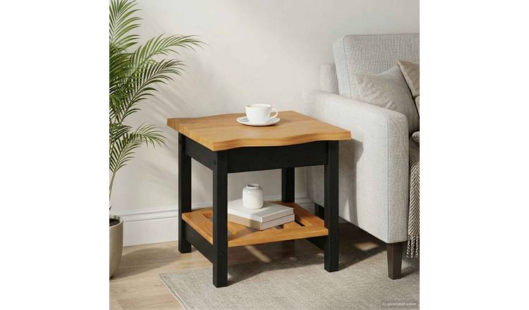 Walplus Solid Pine Side Table - Black - 50 x 50 x 45.5 cm