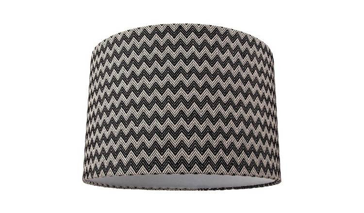 Happy Homewares Trendy Zig Zag Chevron Effect Black and White Lampshade - 30cm