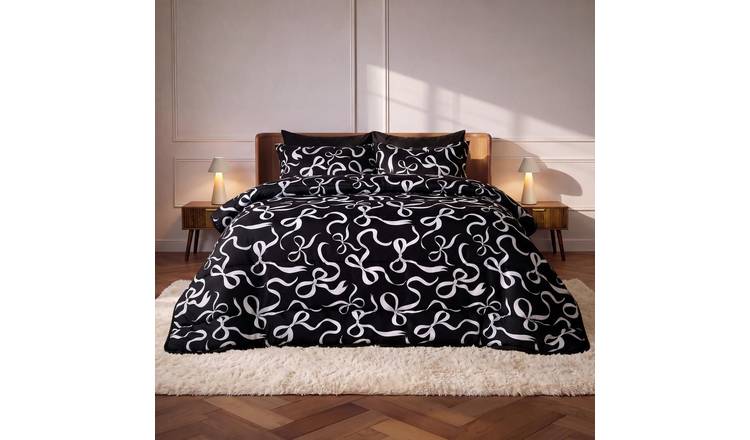 OHS Ribbon Bow 10.5 Tog Coverless Duvet Set - Mono - Single