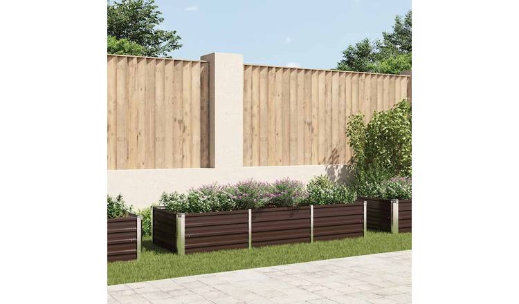 Walplus Galvanised Steel Raised Garden Bed - Brown - 240 x 80 x 45 cm