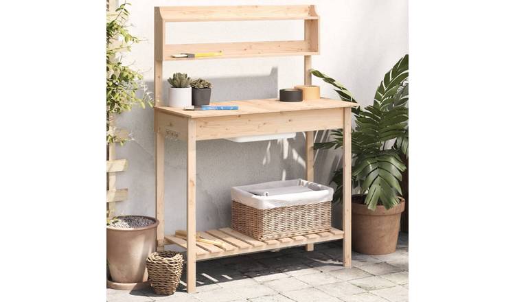 Walplus Solid Fir Wood Potting Table - 147.5 x 44 x 139.5 cm