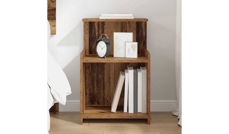 Walplus 1 Shelf Engineered Wood Bedside Cabinet - Dark Wood - 40 x 35 x 60 cm